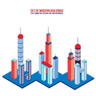 Set of modern tall buildings Isometric flat design