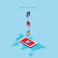 Social network and technology concept Modern flat isometric design N11