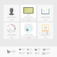 Collection of Colorful flat UI elements for website with icons