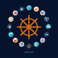 Set of vintage flat design modern nautical marine icons N3