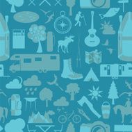 Camping outdoors hiking seamless Pattern