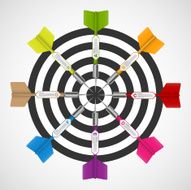 3d realistic concept infographic template target with darts Vector illustration