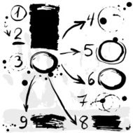 Brush strokes infographics options banner Black on white background Vector