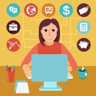 Vector self employed woman in flat style