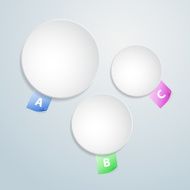 Three white paper round notes Infographics template design N3
