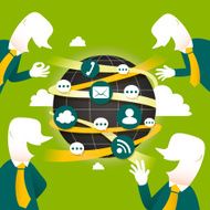 flat design concept with icons of global communication N3
