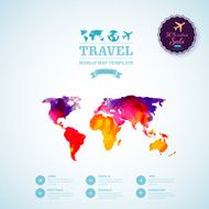 Vector watercolor map web and mobile template Corporate websit