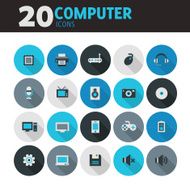 Blue flat round button computer icons