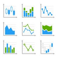 Business Infographic Colorful Charts and Diagrams Blue ang Green Set 2