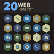 Flat hexagon web icons N2