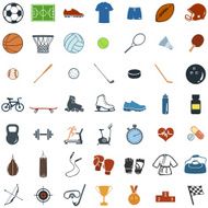 vector set of 49 color icons for sports store