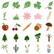 Vector Set Of 25 Color Plants Icons N2