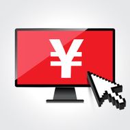 High-quality computer display monitor screen with the Yen symbo