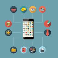 Flat Design Concept Mobile Phone Apps Vector Illustration N4