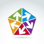 Vector abstract emblem with five multidirectional arrows N4