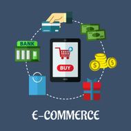 E-commerce flat concept showing payment options