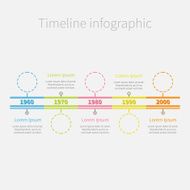 Timeline Infographic colour dash line circles and text Template Flat