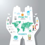 infographic Template with hand paper banner eco concept vector N2