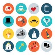 Flat wedding icons set for web and mobile