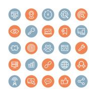 SEO services flat icons set