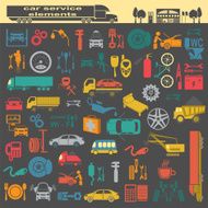 Set of auto repair service elements N18