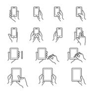 Hand Touching Screen Icons