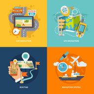 Navigation icons flat composition N2