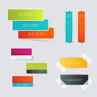 Set of colorful text box with steps trendy colors N8