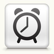 Square Button with Alarm Clock interface icon