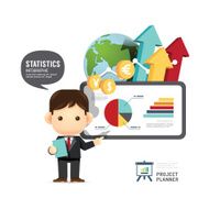 Business design conference man infographic presentation