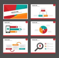 Red green orange Infographic elements presentation template flat design set