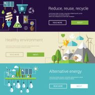 Set of ecological flat modern illustrations banners headers with icons N2