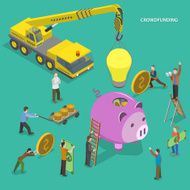 Crowdfunding flat isometric vector concept
