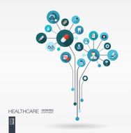 Abstract medicine background with lines connected circles integrated flat icons N2