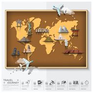Travel And Journey World Map With Famous Landmark Infographic