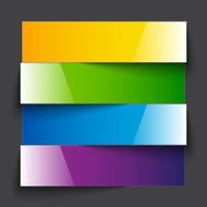 Infographics rainbow shiny paper stripe banners with shadows