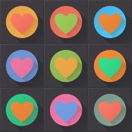Colorful heart icons set (flat design) N2