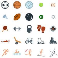 vector set of 25 color sport icons N2