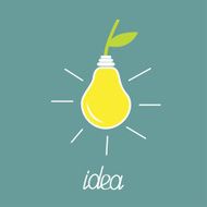 Pear lamp bulb with green leaf ECO energy idea concept