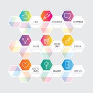 Modern banner button with social icon design options Vector N9