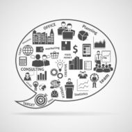 Team work strategy concept bubble icon