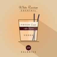 white russian cocktail drink recipe vector illustration