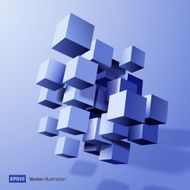 Abstract composition of blue 3d cubes