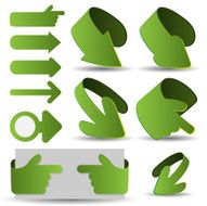Set of Green 3D Paper Cut Arrow Illustrations Clip-Art N2