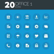 Office 1 icons on round blue buttons N2