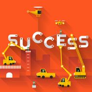 Success text illustration in construction