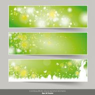 Three Easter Banner Green Background