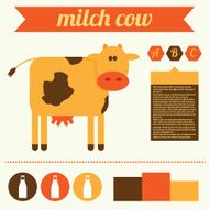 Cow and milk bottles vector illustration