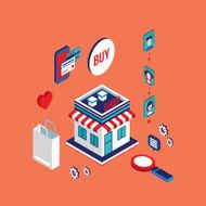 Flat 3d isometric design concept Shopping and e-commerce N11