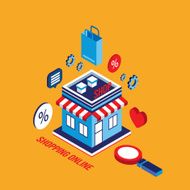 Flat 3d isometric design concept Shopping and e-commerce N12